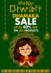 Wall Mural - Diwali Sale Poster Design, Festive Discount Sale , DIWALI SALE Retail Sale, Promotion, Advertisement, Flyer, Poster, Banner , Diwali Dhamaka Sale Label Design Template 

