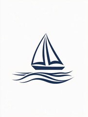 Leinwandbilder - The sailboat navigates gently across smooth, minimalist waves, embodying tranquility and the beauty of sailing. Generative AI