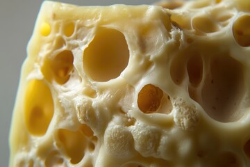 Canvas Print - Close-Up of a Creamy Yellow Cheese with Large Holes