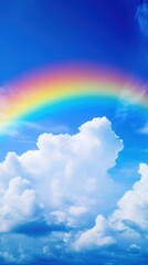 Wall Mural - Blue sky and rainbow outdoors nature cloud.