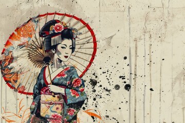 Canvas Print - Geisha art clothing apparel.