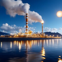 Imposing Refinery Complex Illuminated at Night Highlighting the Sophisticated Fuel Processing and Manufacturing Capabilities of the Industrial Facility