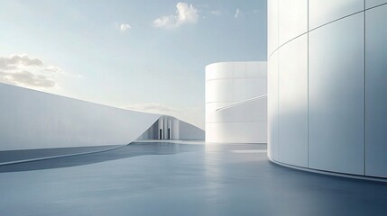 Sticker - Serene Modern Architecture with Curved Surfaces