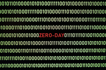 zero-day text and binary code concept from the desktop computer screen,zero-day vulnerability concep