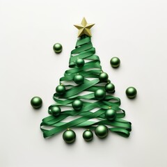 Poster - Christmas tree ornament ribbon green.