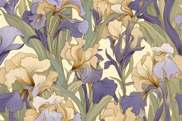 Sticker - Iris flower pattern plant art.