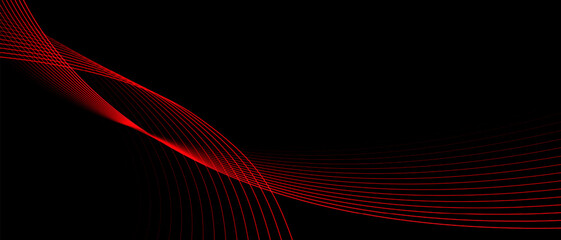 Wall Mural - abstract red line curve overlap on black design modern futuristic technology vector