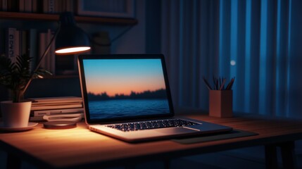 Sticker - A laptop computer sitting on a desk