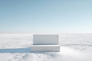 Poster - Concrete Bench in a White Landscape