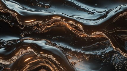 Wall Mural - abstract liquid texture. close-up of a metallic liquid surface with ripples and bubbles, creating an