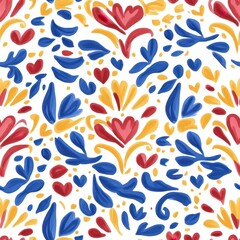 Colorful Hungarian Inspired Seamless Design Pattern