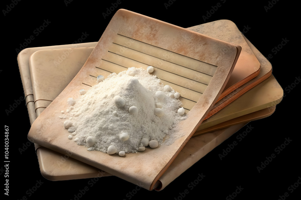 Macro shot of family recipe card dusted with flour close-up, worn edges ...
