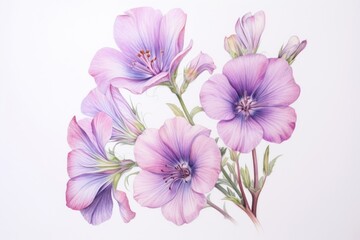 Wall Mural - Painting of wildflower blossom drawing petal.