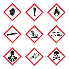 globally polluting system. hazardous materials. warning signs.