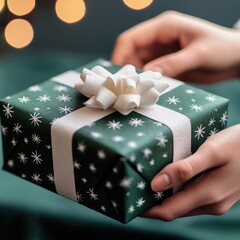 Person holding a beautifully wrapped gift