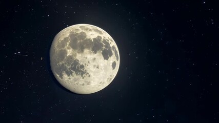 a large moon is in the sky, surrounded by many stars. concept of wonder and awe at the vastness of t
