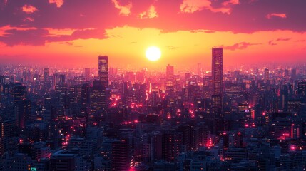 Wall Mural - Cityscape Sunset