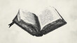 © Hikmet - A simple, black and white drawing of an open book, created to look like an old-fashioned engraved illustration.