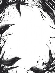 Wall Mural - black and white babboo frame, striking black shapes on a white background, ideal for vector tracing 