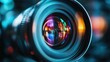 © Dulemegapixel - A detailed close-up of a camera lens capturing vibrant and colorful reflections, symbolizing the art and passion of photography in a striking composition.