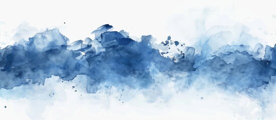 Wall Mural - Artistic blue watercolor painting on a white background perfect as a versatile copy space image for various creative purposes