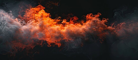 Black background with orange and red steam providing copy space image