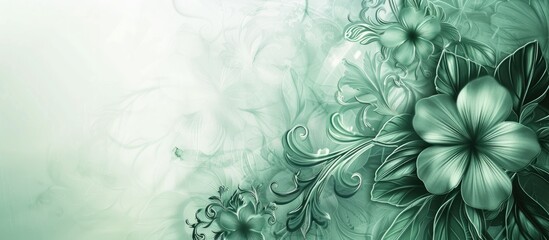 A green floral design with an abstract backdrop provides ample copy space for additional elements in the image
