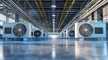 Canvas Print - Industrial HVAC System in Modern Warehouse Setting