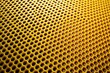 © Hugnaka - metal yellow mesh texture with round holes, leading lines