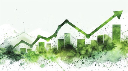 Green arrow graph, in the white background 