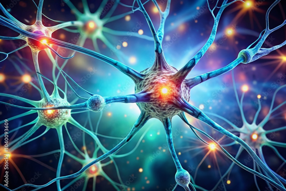 ภาพประกอบ Stock Minimalist Diagram of Neuron Communication and Chemical