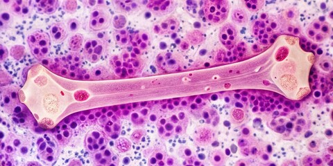 Micrograph of bone marrow biopsy with reduced erythropoiesis silhouette