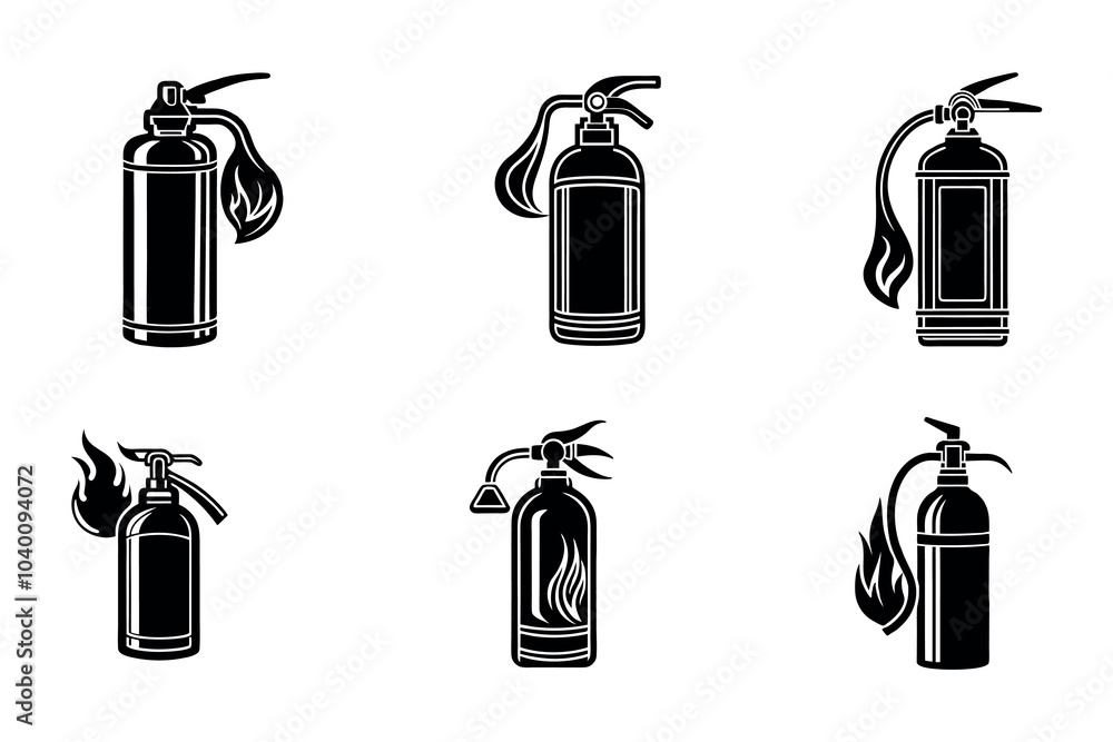 Different Types of Fire Extinguishers Illustrated With Flames and Usage ...