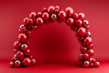 Wall Mural - luxury red balloon arch on red background 