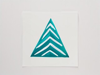 Wall Mural - Aqua triangle with white zigzag lines hand drawn painted painting illustration on plain white background