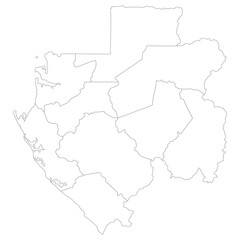  Gabon map. Map of Gabon in administrative provinces in white color