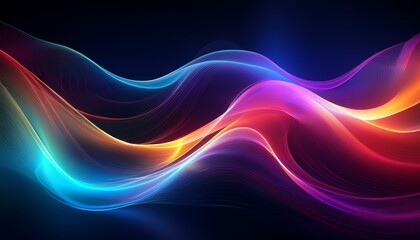 Wall Mural - abstarct flow shine liqiud texture colorful curve on dark background vibrant line wave with smoke ai