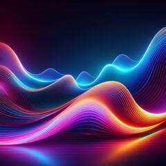 Wall Mural - abstract futuristic neon background with glowing wavy lines