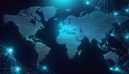Wall Mural - abstract world map concept of global network and connectivity international data transfer and cyber technology worldwide business information exchange and telecommunication