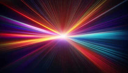 Wall Mural - blurred defocused rays light abstract lens flare color burst creative art dark background