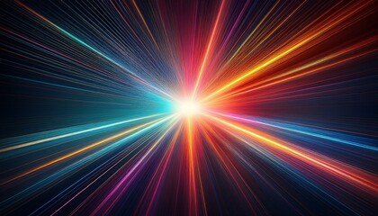 Wall Mural - blurred defocused rays light abstract lens flare color burst creative art dark background