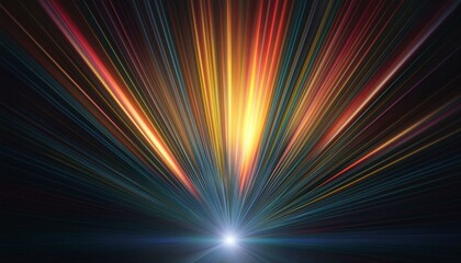 Wall Mural - blurred defocused rays light abstract lens flare color burst creative art dark background