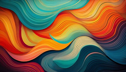 Wall Mural - colorful abstract background with wavy lines pattern and half circles generative ai