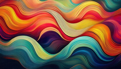 Wall Mural - colorful abstract background with wavy lines pattern and half circles generative ai