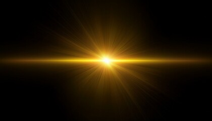 Wall Mural - gold warm color bright lens flare rays light flashes leak movement for transitions on black backgrou
