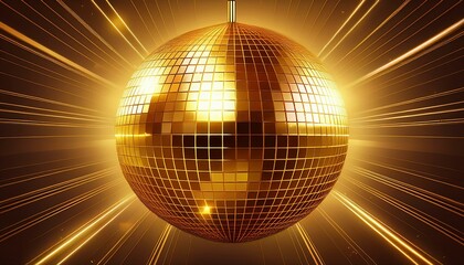 Wall Mural - image of a shiny gold disco ball