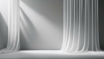 Wall Mural - minimalistic abstract gentle light grey background for product presentation with light and shadow of