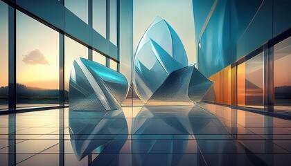 Wall Mural - modern abstract glass architectural forms