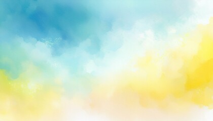 Wall Mural - pastel blue and yellow abstract cloudy sky watercolor background texture with soft spring colors