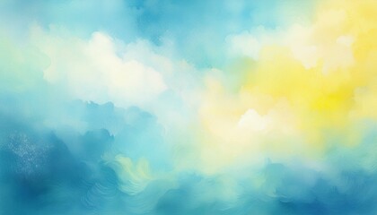 pastel blue and yellow abstract cloudy sky watercolor background texture with soft spring colors